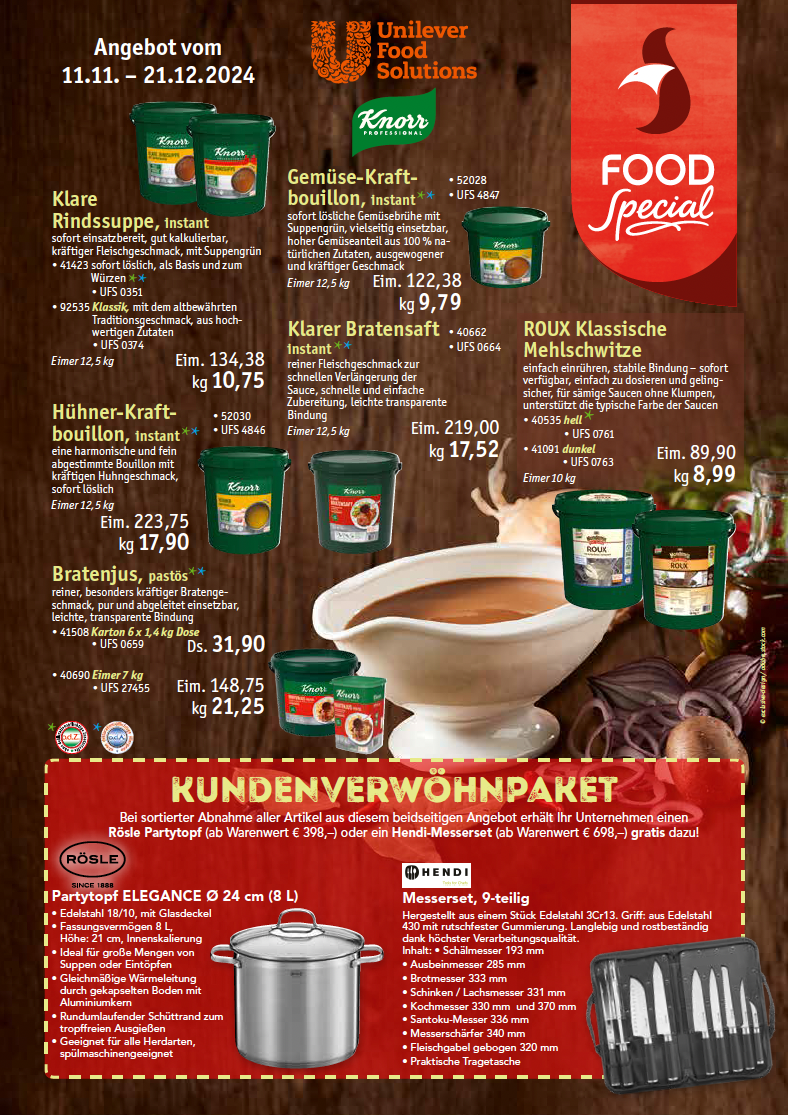 Titelseite FoodSpecial Werbung Unilever Flyer 